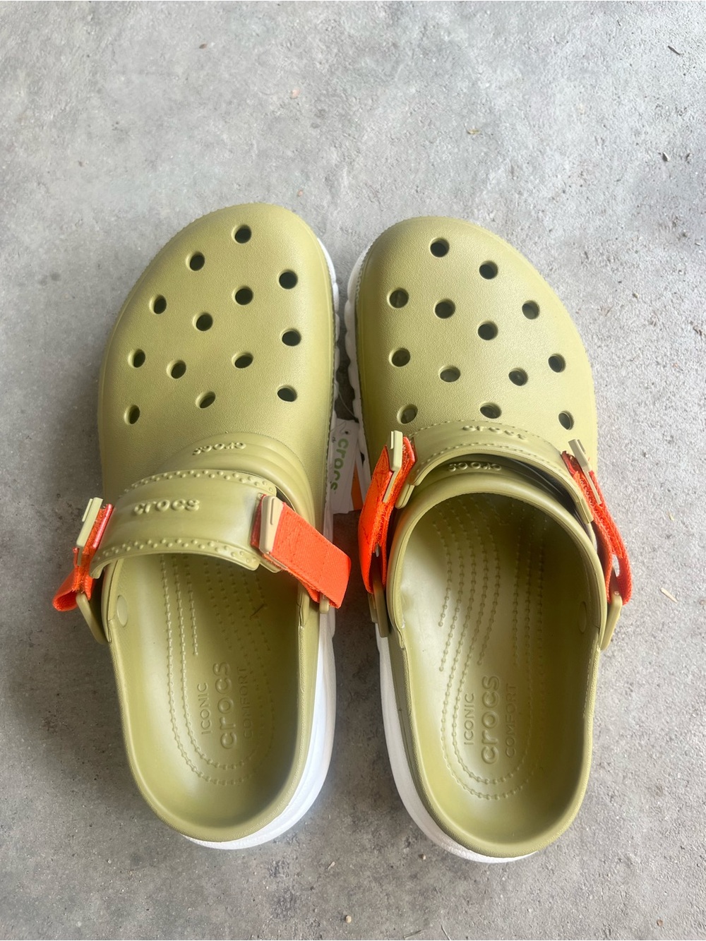 CROCS Duet Max II Clog - Green with Orange Strap